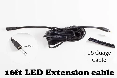 Vista 2 de Cable de extensión de enchufe de CC de 0.217 in x 0.083 in, cable resistente de 16 AWG para tira de luz LED de 5 V, 12 V, 24 V, sistema