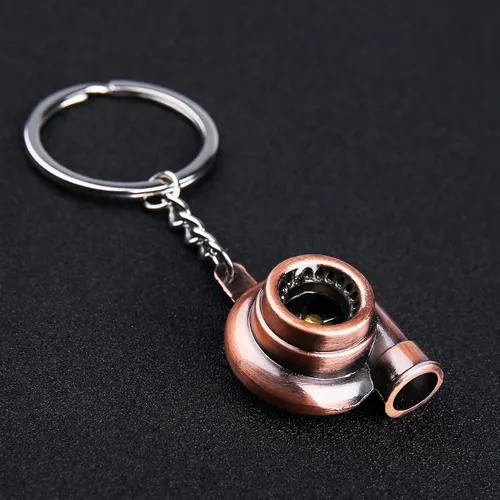 Vista 2 de CKE Llavero creativo de turbina de coche con diseño de pieza de automóvil (bronce)