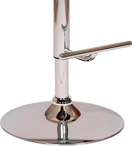 Vista 5 de HomeRoots Silla giratoria de cuero sintético color crema y plata de 44 pulgadas con respaldo bajo, altura ajustable y reposapiés