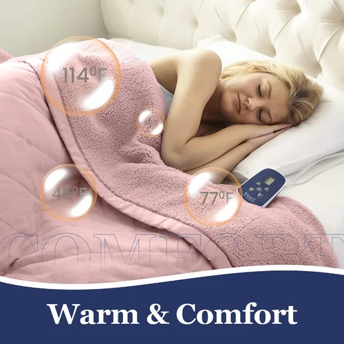 Vista 6 de Juego de sábanas Thermee Micro Flannel Shavel Home Products, azul, queen, Blush, Completo