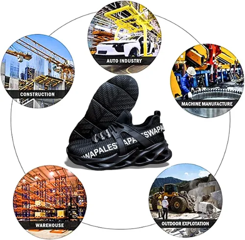 Vista 7 de Zapatos de seguridad para el trabajo para hombres y mujeres, zapatos de trabajo de construcción para senderismo, senderos y tenis.