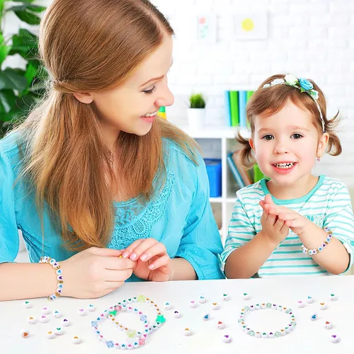 Vista 7 de Augshy 700 piezas cuentas en forma de corazón, cuentas acrílicas en forma de corazón del día de San Valentín para pulseras, fabricación de joyas