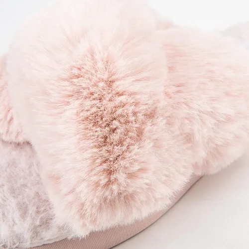 Vista 5 de HALLUCI - Pantuflas para mujer, cruzadas, de vellón suave, para interior o exterior