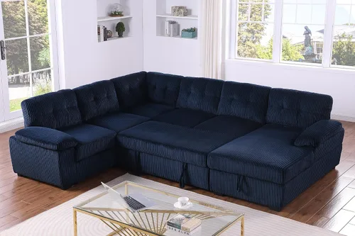Vista 13 de BEEY Sofá cama modular de 118 pulgadas con cama extraíble, sofá cama convertible en forma de U de 7 plazas de gran tamaño para sala de estar, sofá
