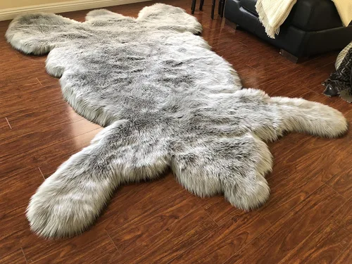 Vista 22 de LAMBZY - Alfombra de piel de oveja sintética súper suave hipoalergénica sedosa, estilo peluche de oso, para sala de estar, habitación de niños, sofá
