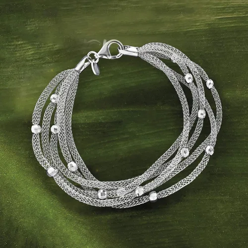 Vista 4 de Ross-Simons Italian Sterling Silver Multi-Strand Mesh Bracelet