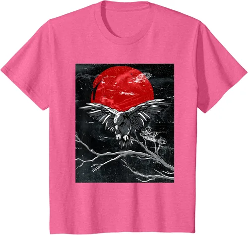 Vista 38 de Red Moon Raven - Camiseta japonesa de cuervo negro, Negro, S
