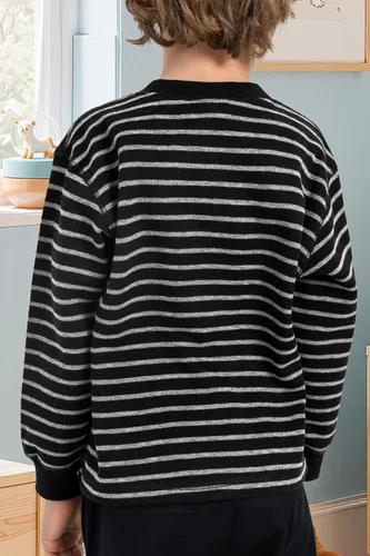Vista 7 de Cooraby Pack de 4 Camisas de Manga Larga Térmicas para Niños con Rayas y Sólidas, Camisetas de Algodón Suave para Niños y Pequeños