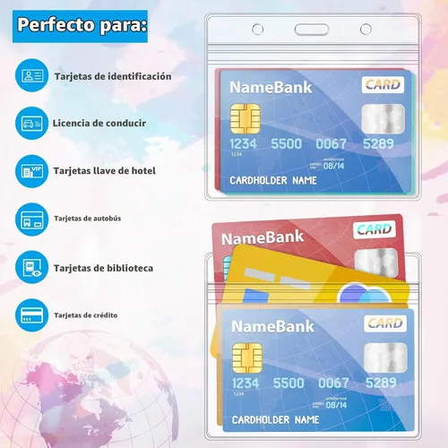 Vista 4 de 50 portatarjetas de identificación horizontales de plástico transparente