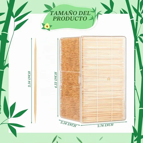 Vista 2 de Jerify 3000 piezas de palillos de dientes de madera de bambú de doble cara