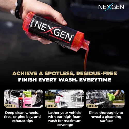 Vista 6 de Nexgen Lavado de autos de alta espuma (16 onzas), jabón de coche de grado profesional, pH equilibrado para un brillo impecable, detalles