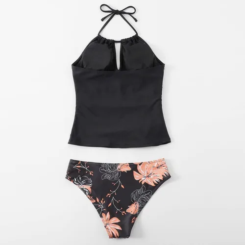Vista 7 de Youeneom - Traje de baño para mujer con control de abdomen de 2 piezas (negro, XL)