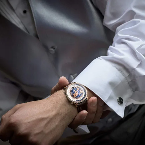 Vista 6 de Agelocer Reloj mecánico automático azul para hombre, de lujo, de acero inoxidable, con correa de cuero