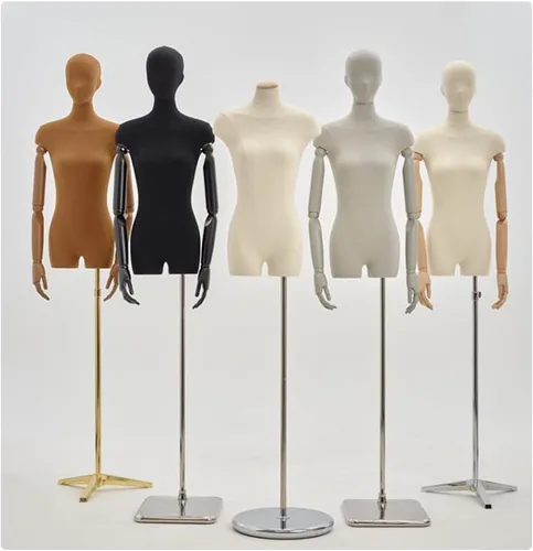 Vista 6 de Maniquí femenino Torso Exhibición de ropa Modelo Soporte de cuerpo 55.1-74.8 pulgadas, altura ajustable para vestido, joyería, costura ropa