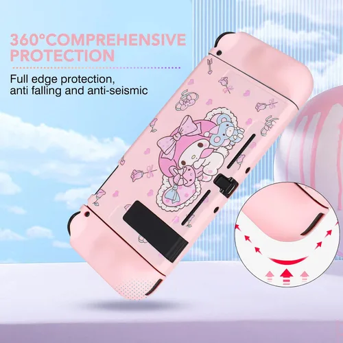 Vista 2 de DLseego Funda protectora para interruptor de conejo, funda de silicona suave acoplable, a prueba de golpes, resistente a los arañazos, con 4 tapas