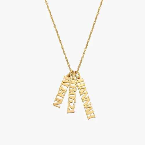 Vista 2 de Oak&Luna - Delicado collar con nombre vertical personalizado en plata de ley 925, chapado en oro de 18 quilates, oro vermeilregalo personalizado
