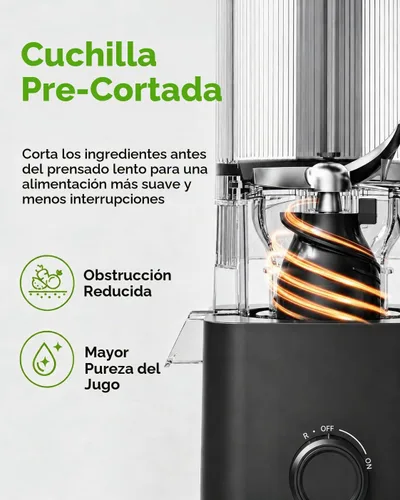 Vista 3 de AMZCHEF Exprimidor de prensa en frío, Juicer lento de autoalimentación de Negro mate