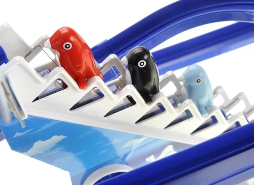 Vista 5 de PowerTRC Juego de deslizamiento de pingüino de 13 pulgadas, Jolly Penguin Race Escalera Escalera de pista deslizante para niños pequeños