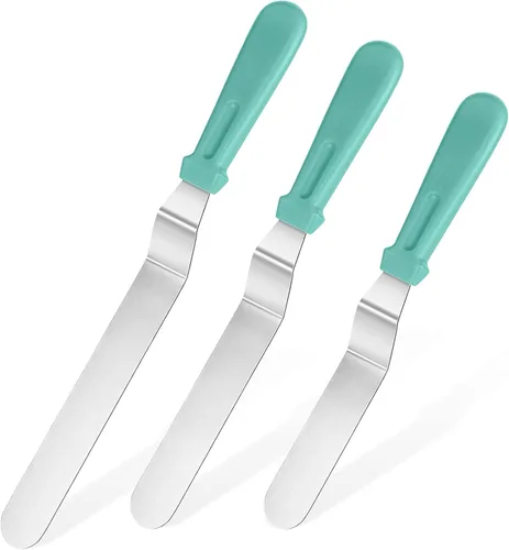 Vista 13 de Set de espátulas U-Taste de glaseado con ángulo inclinado Stainless Steel Blade with PP Plastic Handle, Metal Baking Spatula for Cake Decorating