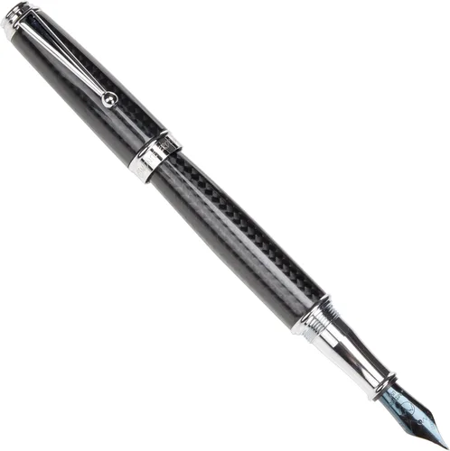 Vista 5 de Monteverde Invincia Deluxe - Pluma estilográfica, oro rosa, punta media, diseño de fibra de carbono con detalles chapados en oro rosa de 18