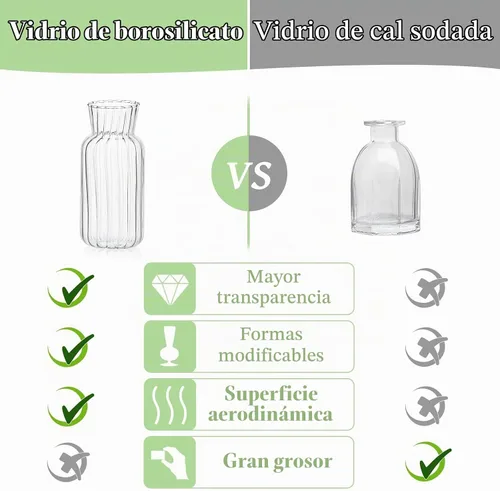 Vista 6 de Juego de jarrones de botones de vidrio transparente moderno: Glasseam 4 piezas de jarrones pequeños de flores para centros de mesa hechos a mano