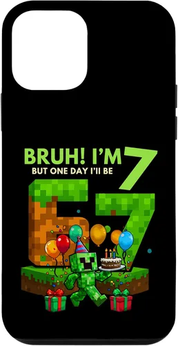 Vista 16 de Bruh I'm 7 But One-Day I'll Be 67 Retro 7th Birthday Kids Case for iPhone 17
