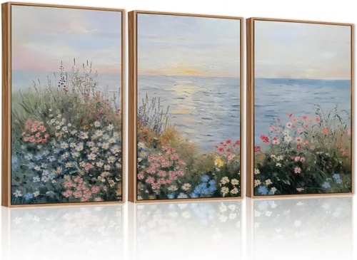 Vista 39 de CHDITB Juego de arte abstracto en lienzo enmarcado moderno para pared, ilustraciones contemporáneas para decoración del hogar, pintura de pared