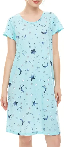 Vista 3 de American Trends Camisones para mujer, de algodón, de manga corta, vestido de noche, casual, pijama suave, ropa de dormir