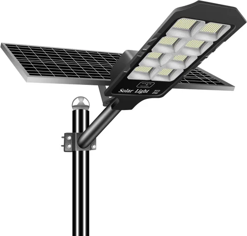 Vista 9 de Farolas solares para exteriores, luces de inundación solares de 4600 W, IP67, impermeables, 6500 K, 504 LED, luz de seguridad comercial con control