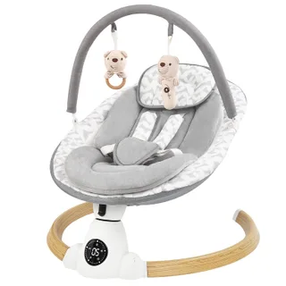 Columpio para bebés con 5 velocidades de oscilación, columpio eléctrico portátil para bebé con Bluetooth, panel táctil, arnés de 5 puntos, uso en