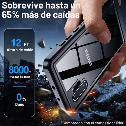 Vista 4 de MOZOTER - Funda impermeable para Samsung Galaxy Note 10 Plus con sonido claro Negro