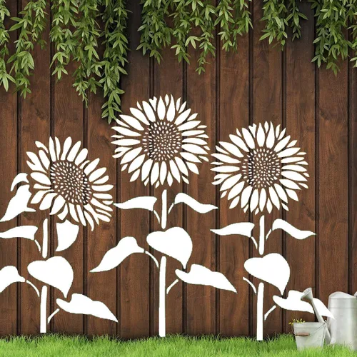 Vista 8 de Plantillas de flores grandes para pintar en plantillas de valla de madera para exteriores, plantilla de flor de cono de margarita reutilizable