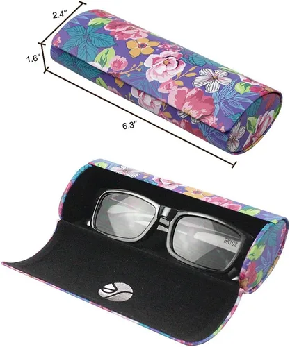 Vista 5 de JAVOedge Paquete de 3 estuche rígido ovalado largo para lentes de varios patrones, incluye paño de limpieza de microfibra