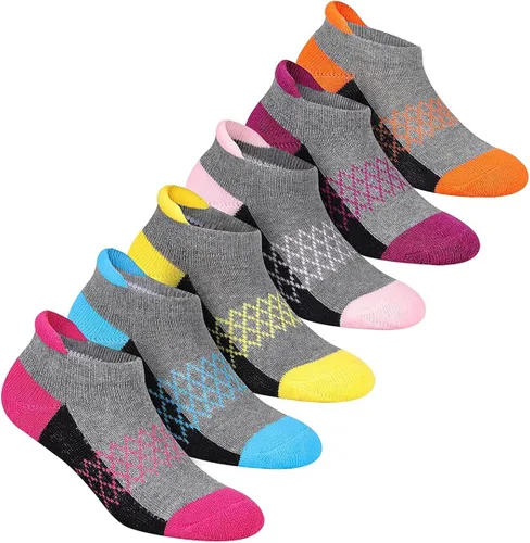 Vista 7 de Calcetines para niñas paquete de 6 calcetines atléticos al tobillo para niños suela acolchada calcetines casuales de corte bajo para niños pequeños