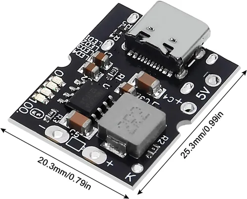 Vista 5 de 12 unidades tipo C USB 5V 2A Step-Up módulo de alimentación convertidor de aumento de batería de litio placa de protección de carga con indicador