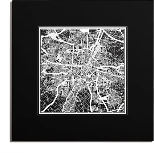 Vista 150 de O3 Design Studio Mapa de corte de papel de París, color negro mate, 20 x 20 pulgadas, arte en papel