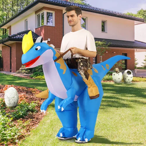 Vista 3 de GOOSH Disfraz inflable de dinosaurio para adultos, disfraz de Halloween para mujeres y hombres, divertido disfraz inflable para fiesta de Halloween