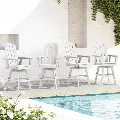 Vista 19 de SERWALL Silla de bar Adirondack giratoria de HDPE, taburetes de bar giratorios para exteriores, silla Adirondack de balcón para bistro, piscina