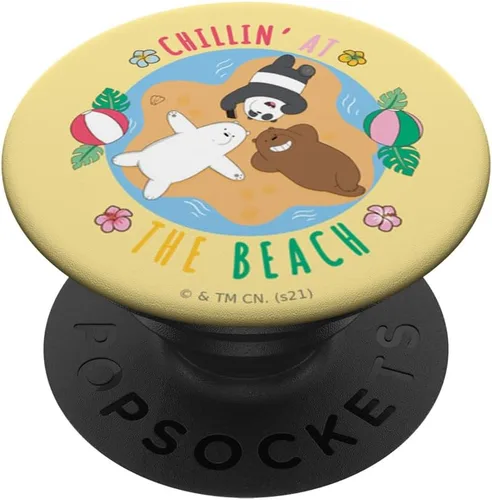 Vista 6 de We Bare Bears Chillin' At The Beach Grizz Panda Ice PopSockets MagSafe PopGrip para iPhone