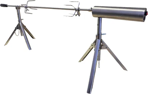 Vista 2 de Asador eléctrico portátil – Asador de asador de barbacoa de acero inoxidable, altura y velocidad ajustables, cocina al aire libre para campamento