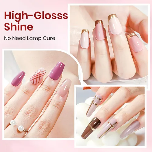 Vista 5 de Juego de esmaltes de uñas de 12 colores, secado rápido, esmalte de uñas natural natural rosa nude sin gel, esmalte de uñas de secado rápido