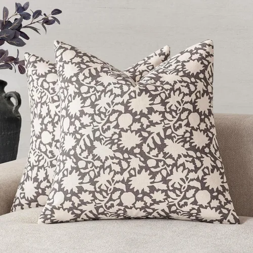 Vista 14 de Foindtower - Juego de 2 fundas de almohada decorativas con flores neutras estilo farmhouse, fundas de almohada boho para sofá, sofá cama