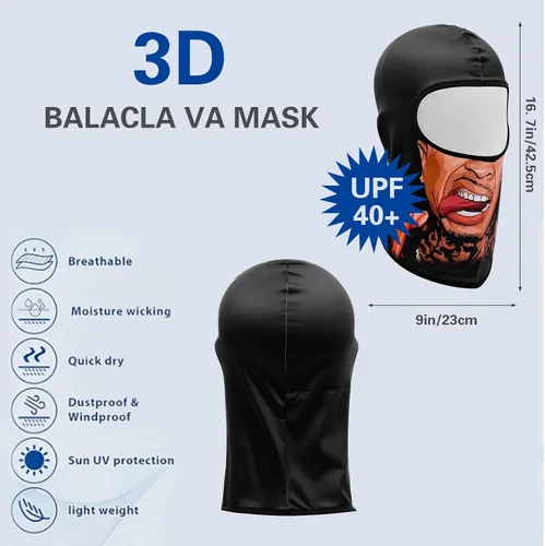 Vista 3 de Pasamontañas Máscara Estampado 3D Máscara de Cara Completa Polaina de Cuello Refrescante Protección Solar Cubierta Facial Máscara Resistente al