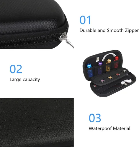 Vista 5 de Funda para dispositivos digitales impermeable para tarjetas de memoria, doble capa, todo en uno, diseñada para discos duros externos, unidades flash