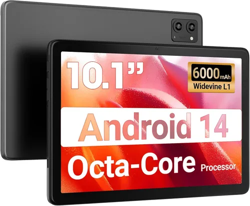 Vista 10 de DigiLand Tablet de 10.1 pulgadas, tableta Android 14 con 10 GB de RAM 64 GB ROM, 256 GB expandible, procesador Octa-Core, pantalla táctil IPS de Azul