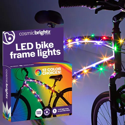 Vista 7 de Brightz CosmicBrightz - Cuerda de luz LED para marco de bicicleta, cuerda de 6.5 pies, funciona con pilas con interruptor de encendido/apagado
