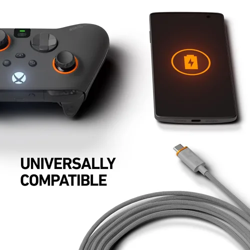 Vista 2 de SCUF Braided USB-C Cable - Light Gray 6 feet 2 Meters USB Type C Connection and Charging for Xbox Controllers, PS5 Controllers, and Smart Phones