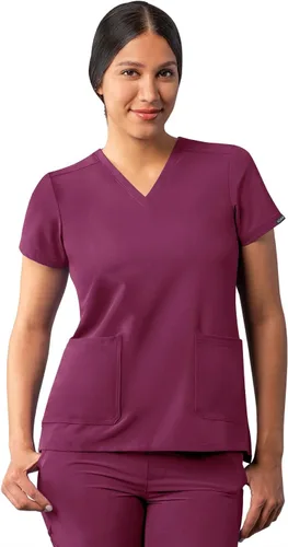 Vista 22 de Adar Addition - Ropa quirúrgica para mujer, moderna camiseta médica con cuello en V Rosa suave