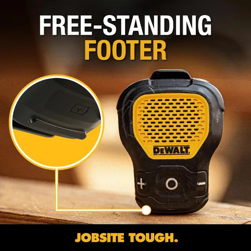 Vista 4 de DEWALT - Altavoz Bluetooth portátil, resistente al agua, con clip, paquete de estuche Altavoz inalámbrico con micrófono, carcasa rígida de EVA