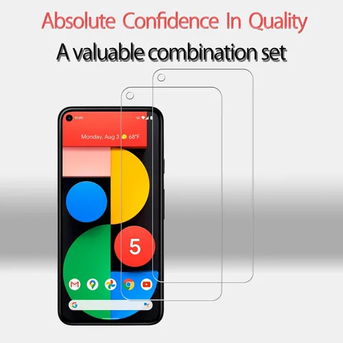 Vista 8 de Marco de fácil alineación diseñado para Google Pixel 5a 5G Protector de pantalla de vidrio templado 2 unidades Protector de lente de cámara